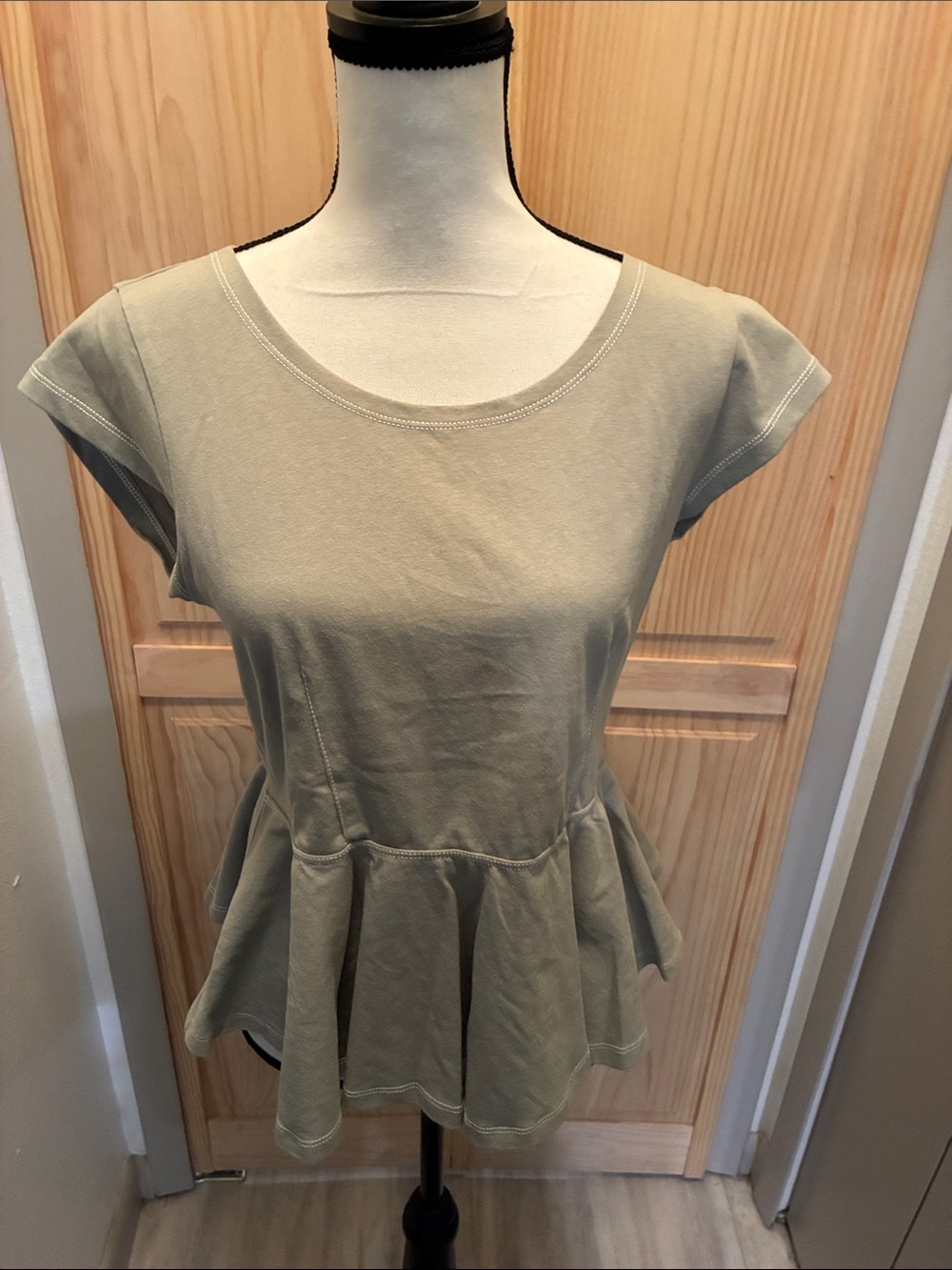 Hem & Thread Light Olive Peplum Crop Top